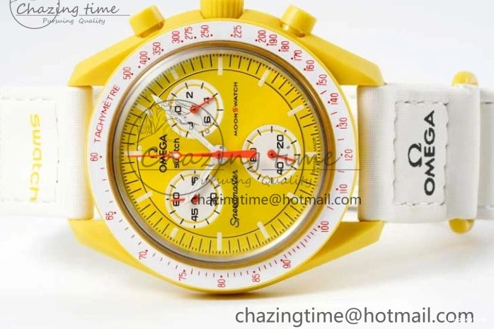 1223 Speedmaster Misson To The Sun 1:1 Best Edition Yellow Dial On Nylon Strap Quartz FlexibleFit 7855